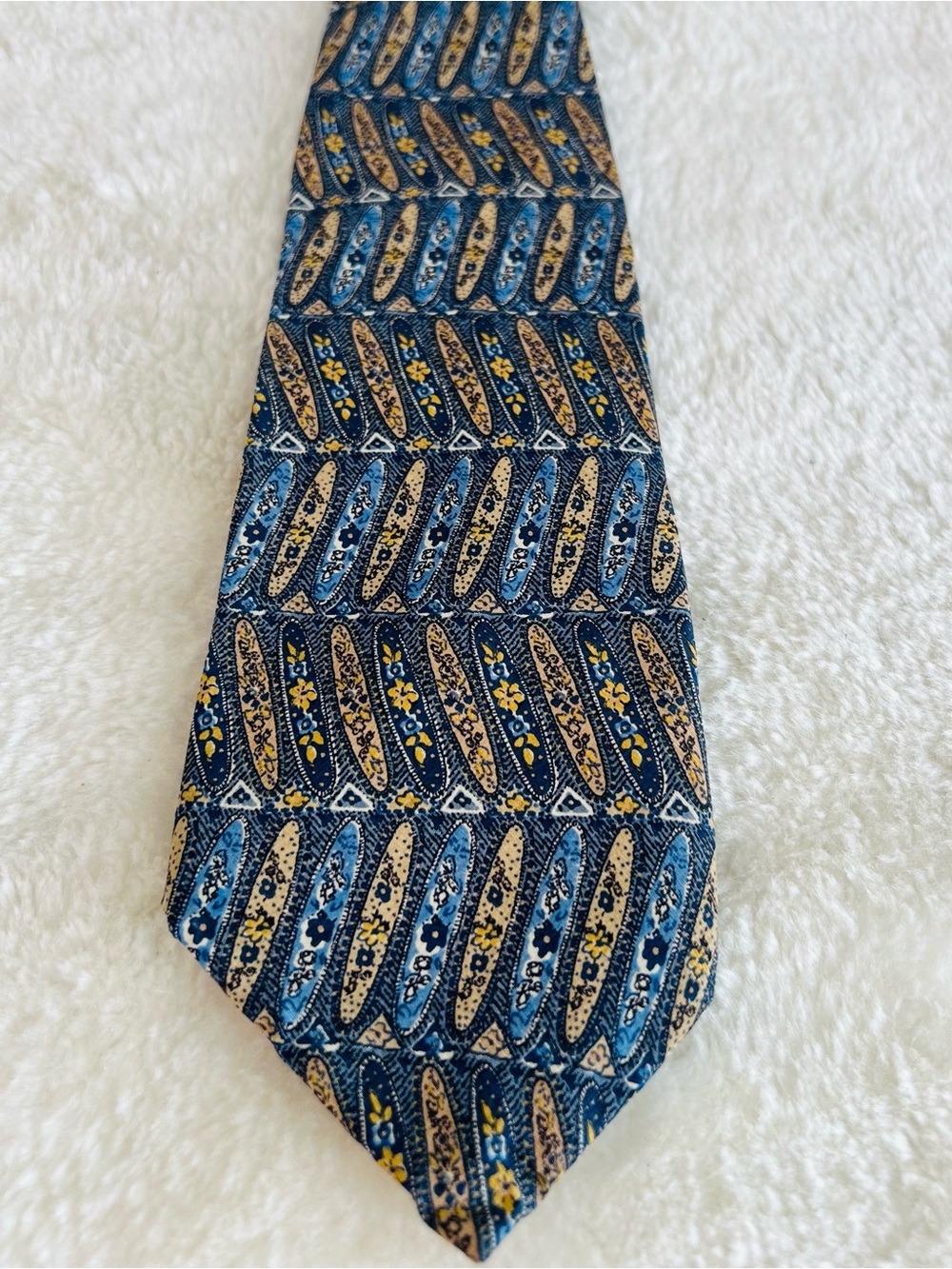 Dior Blue and Yellow Paisley Pattern Tie